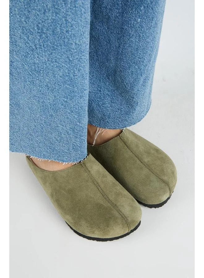 Manijero  Melissa Women's Genuine Leather Front-Stitched Sabo Khaki Slipper. for Women | Best Price UAE