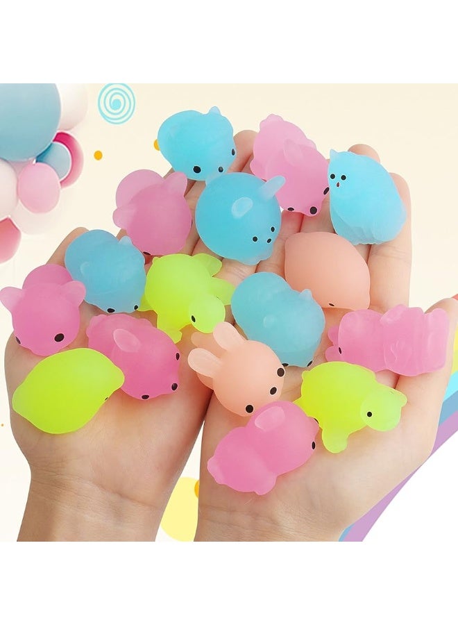 Outee 30 Pcs Mochi Animals Toys Glow in The Dark Mochi Toys Mini Stress Relief Toys Mochi Cat Relief Stress Toys Easter Gifts - Image 3