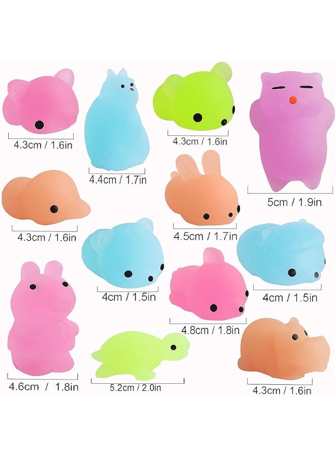 Outee 30 Pcs Mochi Animals Toys Glow in The Dark Mochi Toys Mini Stress Relief Toys Mochi Cat Relief Stress Toys Easter Gifts - Image 4