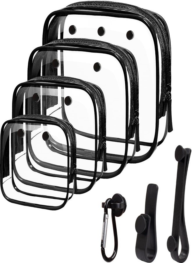 LETGO 4 Pack Clear Toiletry Bags, Portable Travel Makeup Pouch with Zipper, TSA Approved Organizer, Clear Pouch Bags Compatible With Bogg Bag Divider Accessories (Black) - Image 1