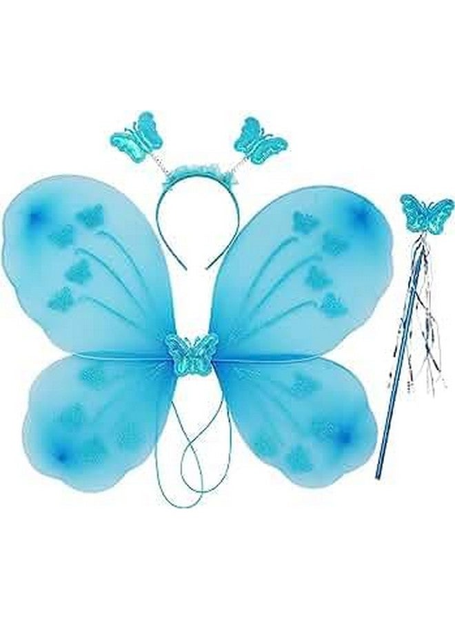 رويالز أجنحة الفراشة الجنية من رويالز نت (أزرق) | زي لحفلات أعياد ميلاد البنات | هدية حفلات للأطفال | زي جناح الجنية | ملاك الجنية - Image 1
