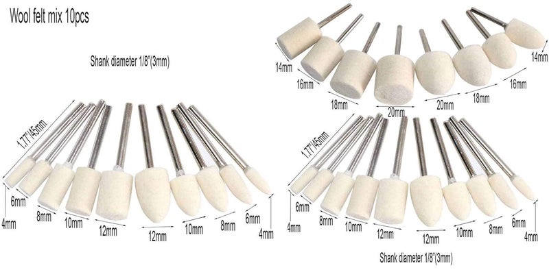 Diy Crafts Buffing Wheel 320mm Grinding Head for Dremel Drill 3235mm Shank 18mm 5 Piece Cylinder Type Shank Diameterabout 3mm Off White - Image 2