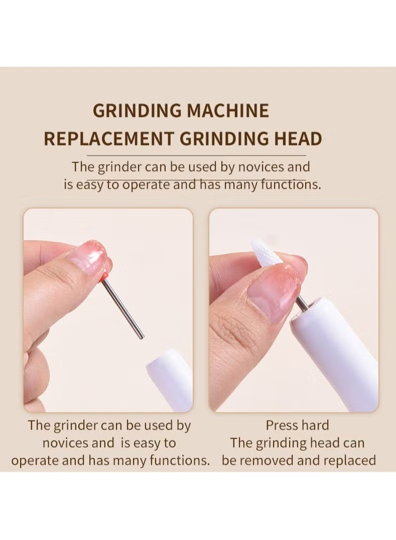 SHOPUP4U Electric Nail Drill, Portable Electric Nail File Rechargeable Nail Filer Electric Nail Drill Kit Nail Art Sanding for Acrylic Gel Nails Professional Manicure Pedicure Polishing（white） - Image 4