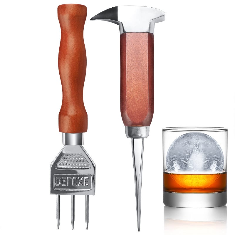 SuproBarware Ice Pick set of 2724 Inch and 68Inch Stainless Steel Ice Crusher with Wood Handle Japanese Style Ice Chipper Ideal for Bars and Home 