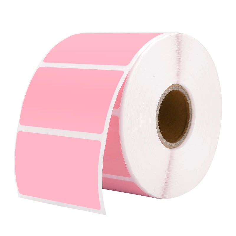 MUNBYN 2.25"x1.25" Thermal Sticker Labels, Pink Self-Adhesive Barcode Label Paper for Direct Thermal Printer and Business, Multi-Purpose Rectangle Address Shipping Mailing Stickers,1000 Sheets/Roll - Image 1