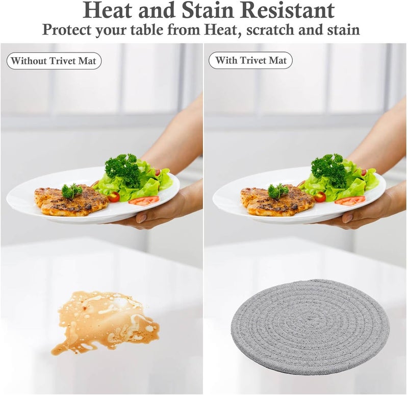 Billbotk 7" Trivets for Dishes, Pots and Pans, 4 Heat Resistant Hot Pads, Pot Holders for Kitchen, Plate Mats for Countertops, Table, Home Essentials, Farmhouse Decor - Image 5