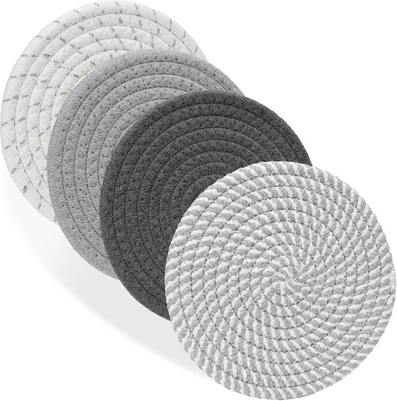 Billbotk 7" Trivets for Dishes, Pots and Pans, 4 Heat Resistant Hot Pads, Pot Holders for Kitchen, Plate Mats for Countertops, Table, Home Essentials, Farmhouse Decor - Image 1