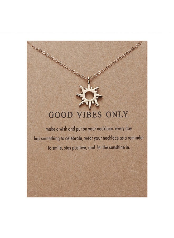 yongsheng Good Necklace Luck Pendant Chain Necklace with Message Card，Necklace Dainty Sun  - Image 1