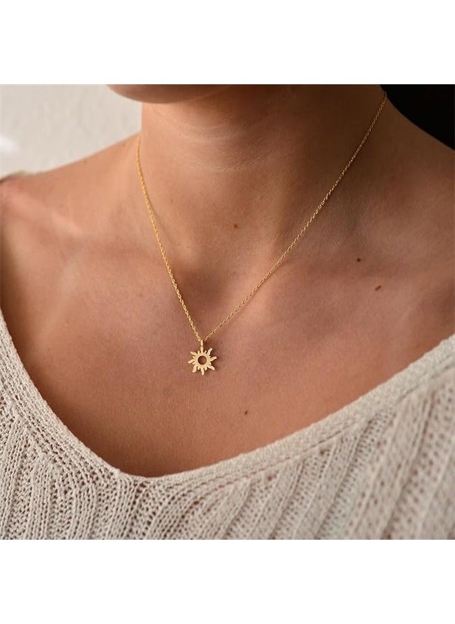 yongsheng Good Necklace Luck Pendant Chain Necklace with Message Card，Necklace Dainty Sun  - Image 3