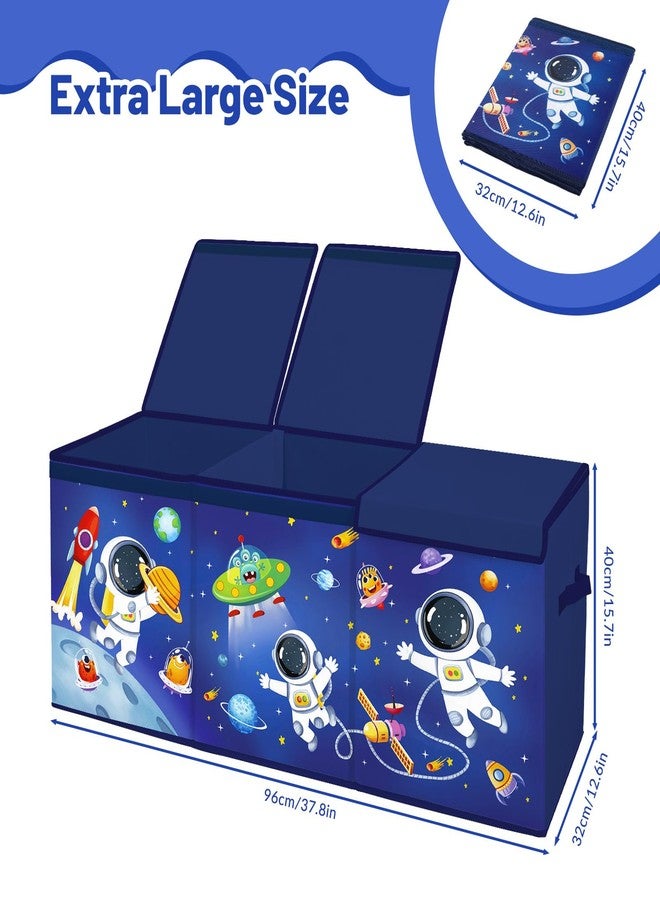 alldomess Toy Storage Bin with Lids,Extra Large Toy Box Chest with Handles for Kids Boys Girls,Collapsible Storage Organizer Box Bin Basket for Bedroom,Playroom, Nursery,37.8"x12.6" x15.7",Astronaut - Image 2