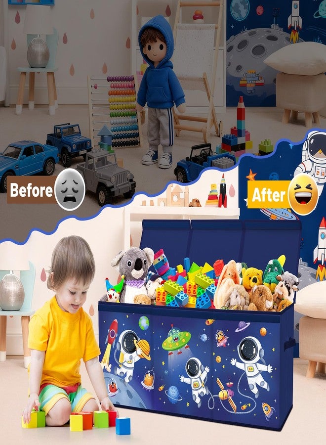 alldomess Toy Storage Bin with Lids,Extra Large Toy Box Chest with Handles for Kids Boys Girls,Collapsible Storage Organizer Box Bin Basket for Bedroom,Playroom, Nursery,37.8"x12.6" x15.7",Astronaut - Image 4
