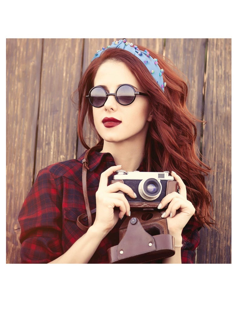 Excefore 2 Pcs Headbands for Women, Jeweled Headband, Pearl Knotted Girls Headband, Comfort Fit for All Day Wear, Fashion Hair accessories for Girls (Pink, Blue) - Image 5