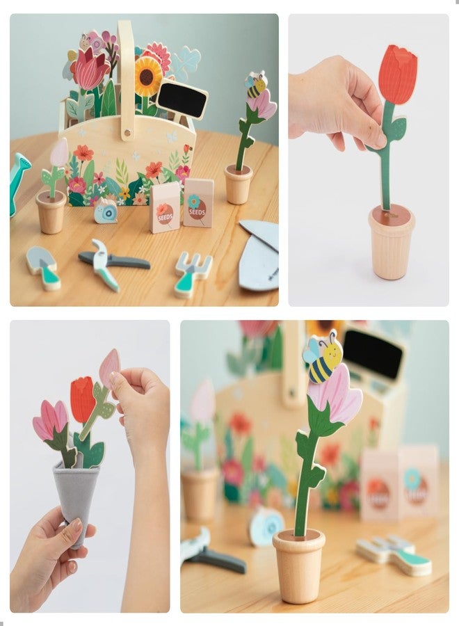 umu® Wooden Garden Play Set - 30 Pcs Kids Gardening Toy with Watering Can Shovel Rake Basket & Accessories - Outdoor Pretend Play Tool Set for Boys & Girls Ages 3 4 5 6 - Image 4