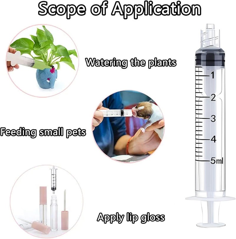 Aeenioy 3 PCS Injection Syringe for Feeding+2PCS Short and Long , Hand Feeding Syringe for Birds and Small Pets, 1ml 3ml 5ml Syringe Set PP and Silicone Material for Nutrition Delivery Polished safe edge - Image 3