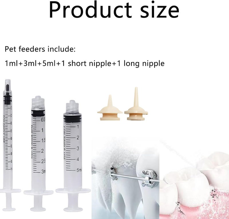 Aeenioy 3 PCS Injection Syringe for Feeding+2PCS Short and Long , Hand Feeding Syringe for Birds and Small Pets, 1ml 3ml 5ml Syringe Set PP and Silicone Material for Nutrition Delivery Polished safe edge - Image 2