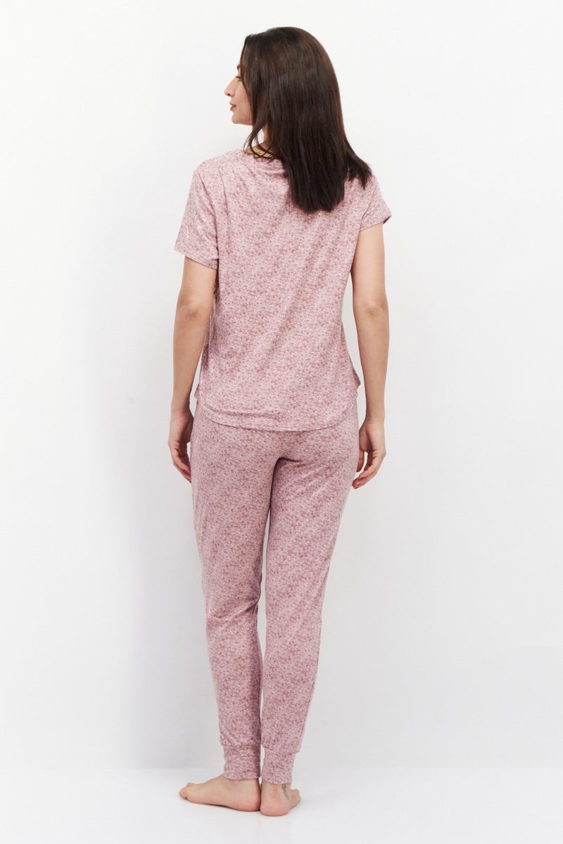 Avalanche Women 2 Piece Set Heather Top And Pants Pajamas, Dusty Rose Heather - Image 2