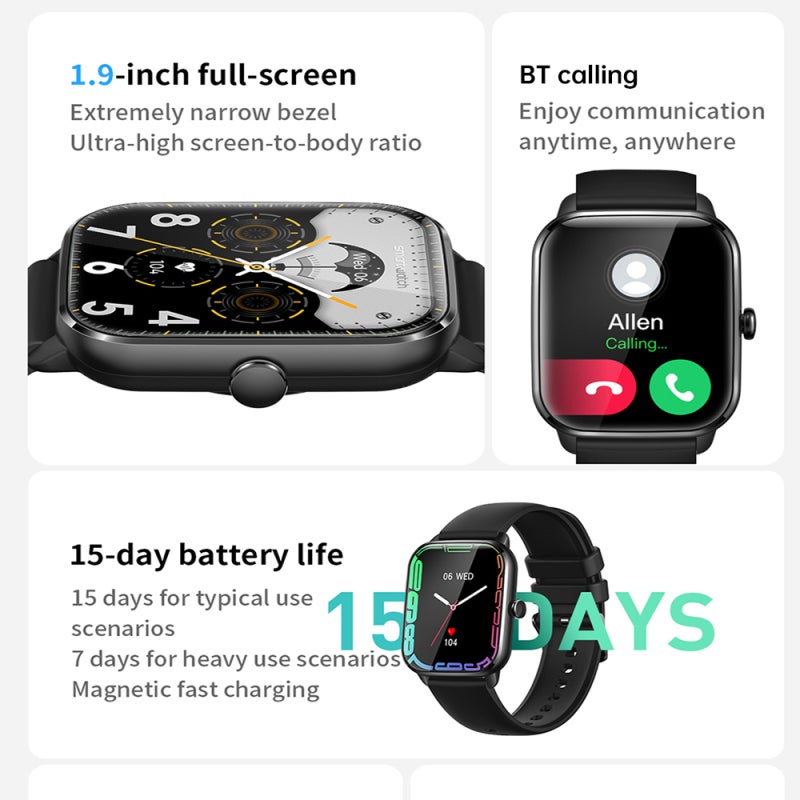 Smartwatch: 1.9-Inch HD Color Touchscreen, IP67 Waterproof, Bt Call - 240*280 Resolution, Health Monitoring for Android iOS Users - Image 4