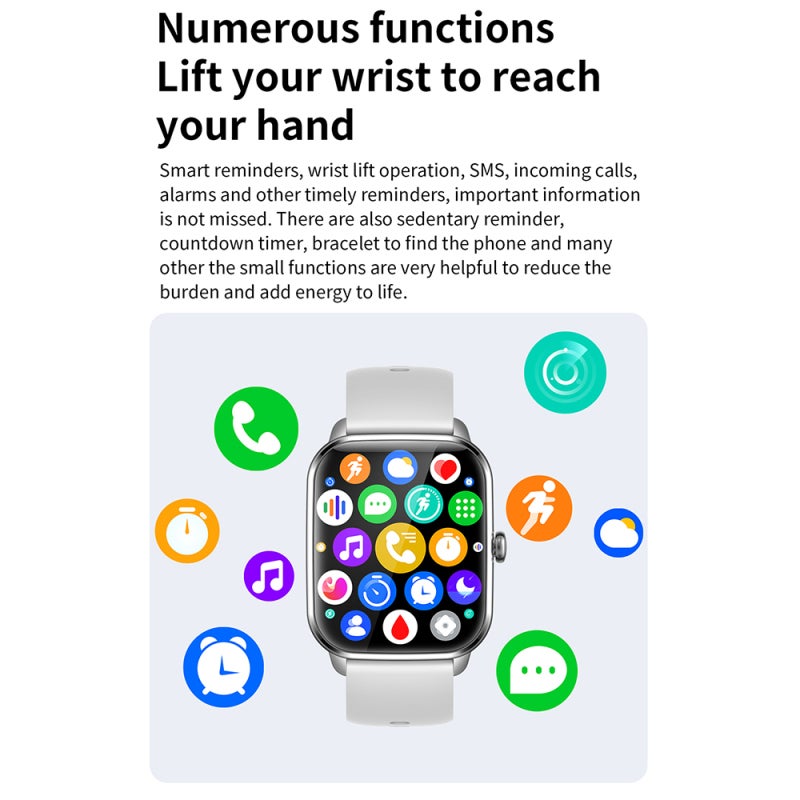 Smartwatch: 1.9-Inch HD Color Touchscreen, IP67 Waterproof, Bt Call - 240*280 Resolution, Health Monitoring for Android iOS Users - Image 3