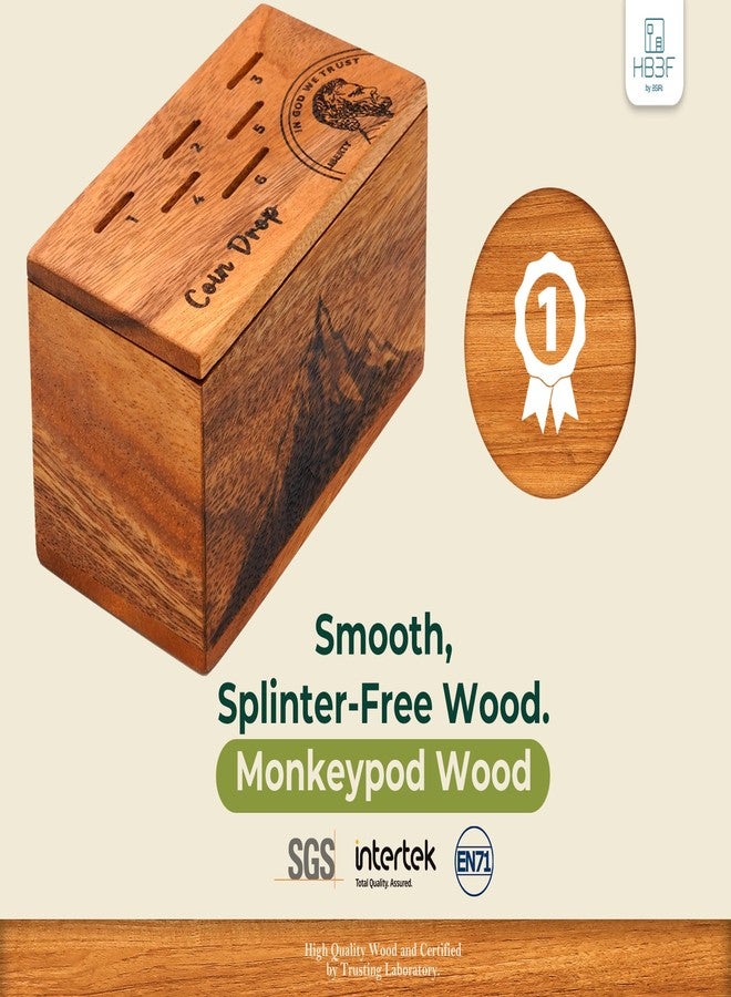 BSIRI Wooden Coin Drop – Dice Game for Adults Teen and Families Wooden Box Tabletop Games for Home Bar and Family Night Wood Rustic Decoration - Image 3