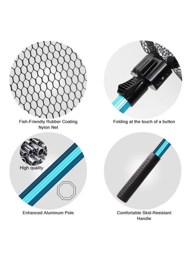 SAN LIKE Foldable Fishing Landing Net - Portable Collapsible Fish Catching Net with Telescopic Pole Handle Durable Rubber Coating Nylon Mesh, Safe Fish Catching and Releasing Skid Resistant black - Image 2