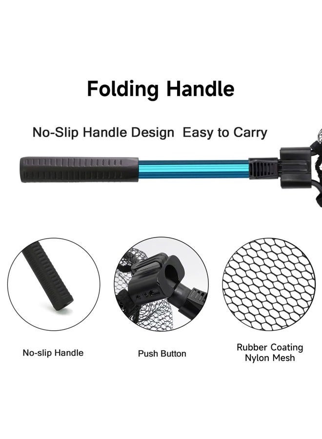 SAN LIKE Foldable Fishing Landing Net - Portable Collapsible Fish Catching Net with Telescopic Pole Handle Durable Rubber Coating Nylon Mesh, Safe Fish Catching and Releasing Skid Resistant black - Image 5