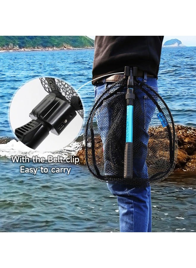 SAN LIKE Foldable Fishing Landing Net - Portable Collapsible Fish Catching Net with Telescopic Pole Handle Durable Rubber Coating Nylon Mesh, Safe Fish Catching and Releasing Skid Resistant black - Image 4