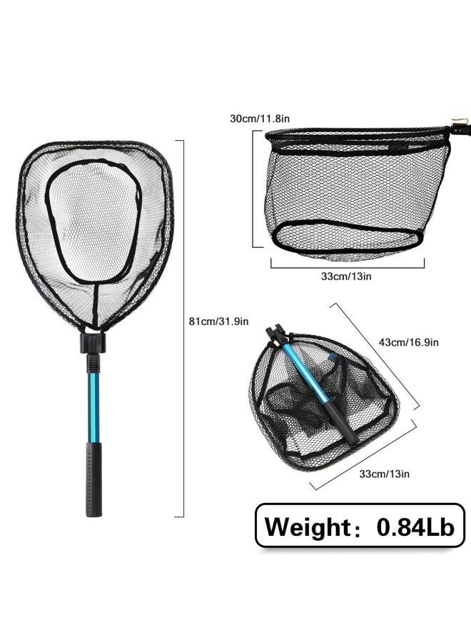 SAN LIKE Foldable Fishing Landing Net - Portable Collapsible Fish Catching Net with Telescopic Pole Handle Durable Rubber Coating Nylon Mesh, Safe Fish Catching and Releasing Skid Resistant black - Image 3