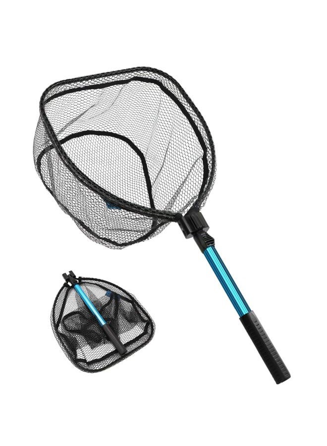 SAN LIKE Foldable Fishing Landing Net - Portable Collapsible Fish Catching Net with Telescopic Pole Handle Durable Rubber Coating Nylon Mesh, Safe Fish Catching and Releasing Skid Resistant black - Image 1