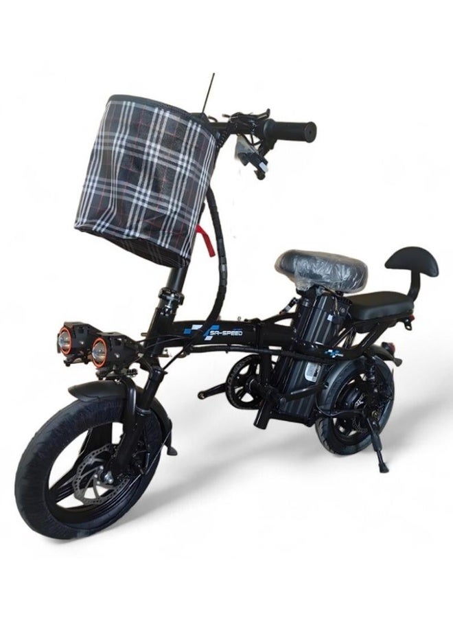 دراجة كهربائية 48 فولت قابلة للطي وبطارية قابلة للإزالة مقاس 14 اسود