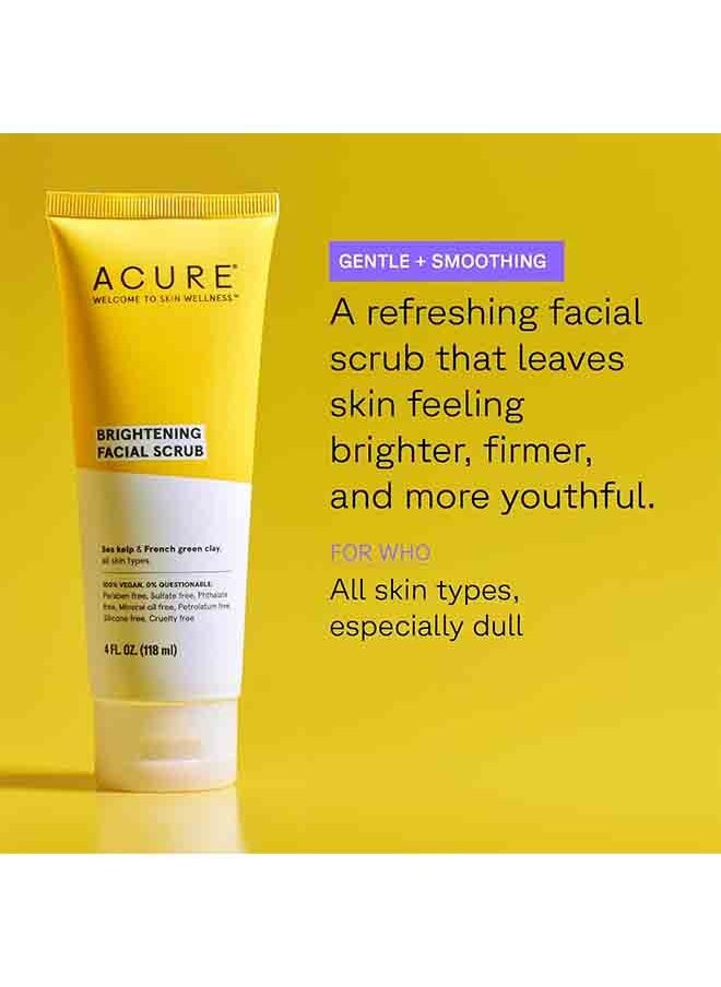 Acure Brightening Facial Scrub for Youthful, Radiant Skin | Vegan, Sea Kelp & French Green Clay | 4 fl oz (118 ml)  - Image 2