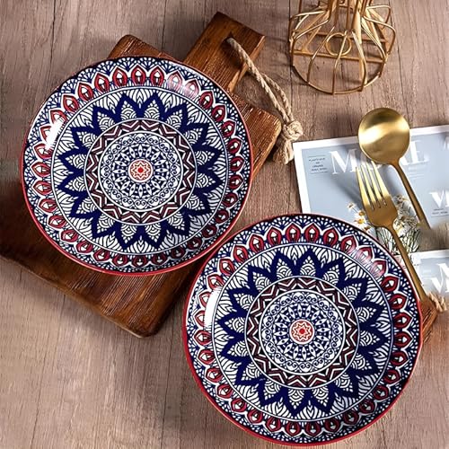 ONICORN Ceramic Japanese Asian Cuisine Plates for Dinner, Rice, Soup, Dessert, Salad, Gift Box Packed Dinner Set (Multicolor, 2Plate (Pack of 2)) - Image 5