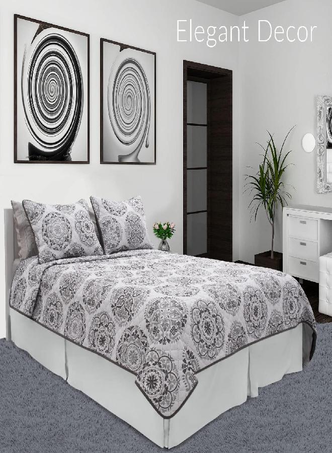 Mellanni Cal King Bed Skirt - Bed Frame and Box Spring Cover - 15-Inch Tailored Drop Pleated Dust Ruffle - Luxury Bedding - Easy Fit, Wrinkle, Fade, Stain Resistant - 1 Bedskirt (Cal King, Light Gray)