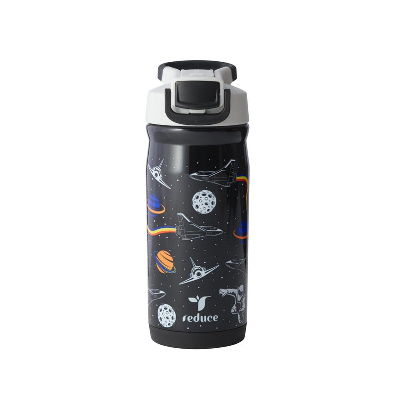 REDUCE 14 oz Hydrate Pro Stainless Steel Insulated Water Bottle  Flip Top LeakProof Lid Dishwasher Safe BPAFree Dual Wall Vacuum Keeps Drinks Cold for 48 Hrs Cup Holder Friendly  Galaxy