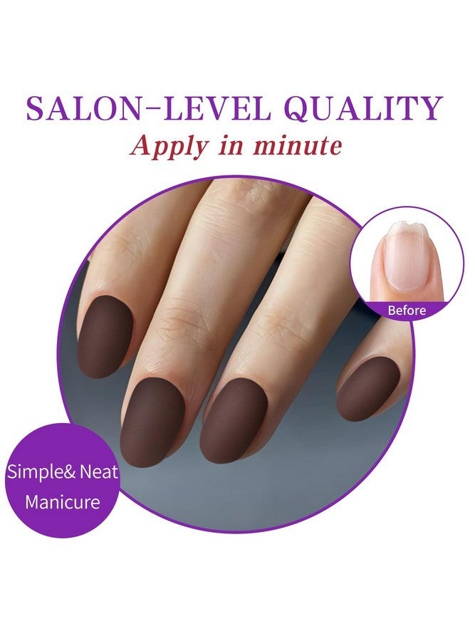 لايفيكس تول 120 قطعة من أظافر صناعية قصيرة بيضاوية الشكل بلون بني مطفي مع غراء وعلامة لاصقة، 12 مقاسًا من أظافر الأكريليك، أظافر صناعية بلون بني لوز مع أطراف لاصقة - Image 3