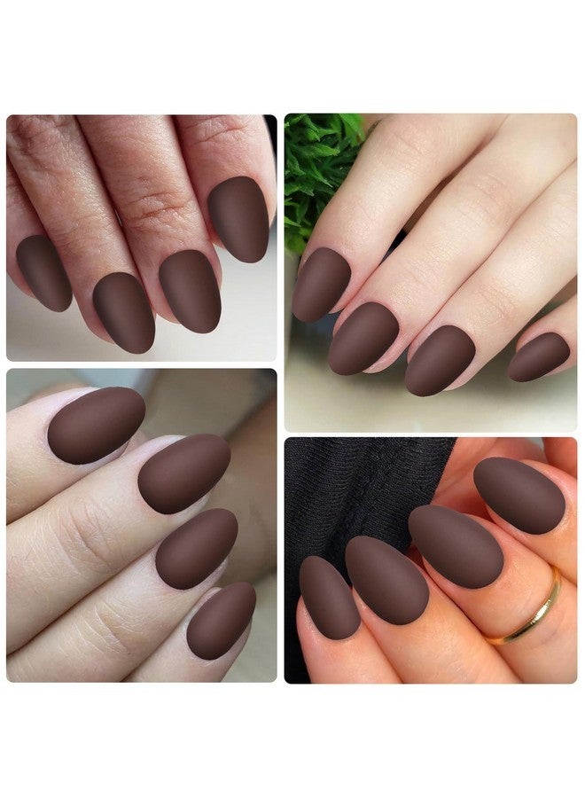 لايفيكس تول 120 قطعة من أظافر صناعية قصيرة بيضاوية الشكل بلون بني مطفي مع غراء وعلامة لاصقة، 12 مقاسًا من أظافر الأكريليك، أظافر صناعية بلون بني لوز مع أطراف لاصقة - Image 5