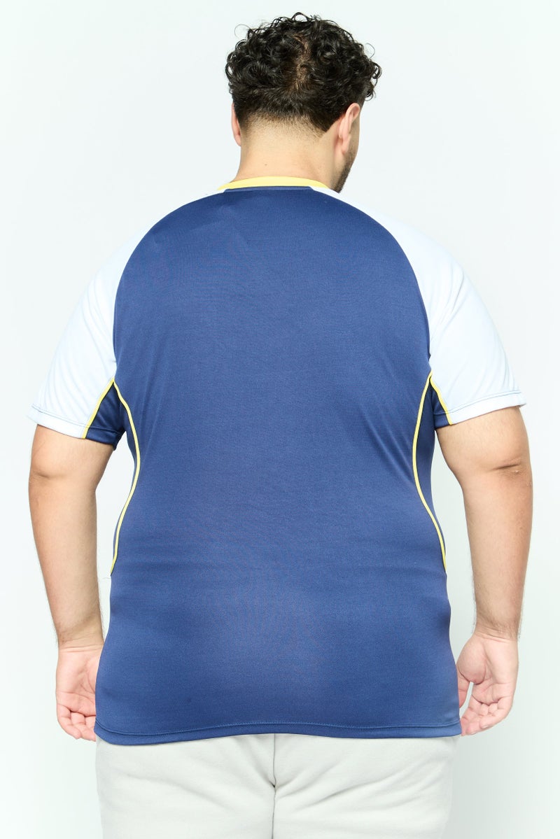 arena تي شيرت تدريب قصير الأكمام للرجال، رياضي، أزرق داكن وأبيض - Image 4