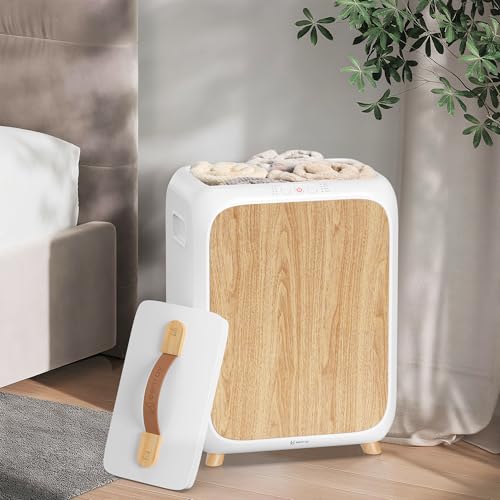 Keenray Towel Warmer Bucket, Luxury Rectangle Towel Warmer for Bathroom with Timer & Delay, Customized Fragrance, Child Lock, Fits 2 Large Towels, Blankets, Bathrobes, Ideal Gift for Him & Her(Wood) - Image 2