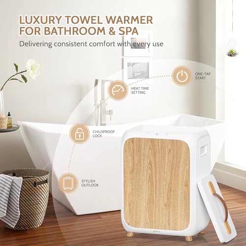 Keenray Towel Warmer Bucket, Luxury Rectangle Towel Warmer for Bathroom with Timer & Delay, Customized Fragrance, Child Lock, Fits 2 Large Towels, Blankets, Bathrobes, Ideal Gift for Him & Her(Wood) - Image 4