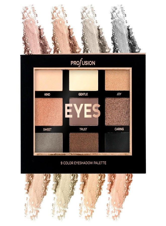 Profusion Cosmetics Eyeshadow Palette, Studio Icon Collection - 9 Neutral & Shimmer Eyeshadows, Long Wearing Powder Makeup Kit for Face & Eyes, Travel-Friendly Compact for Day to Night Glam - Image 1