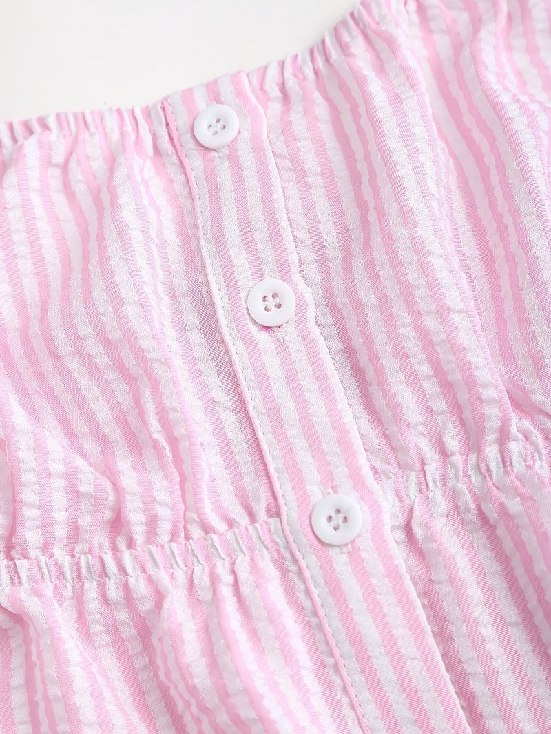 Pure Desire Halterneck Backless Pink And White Striped Set Women's Summer Loose Wide-Leg Pants - Image 4