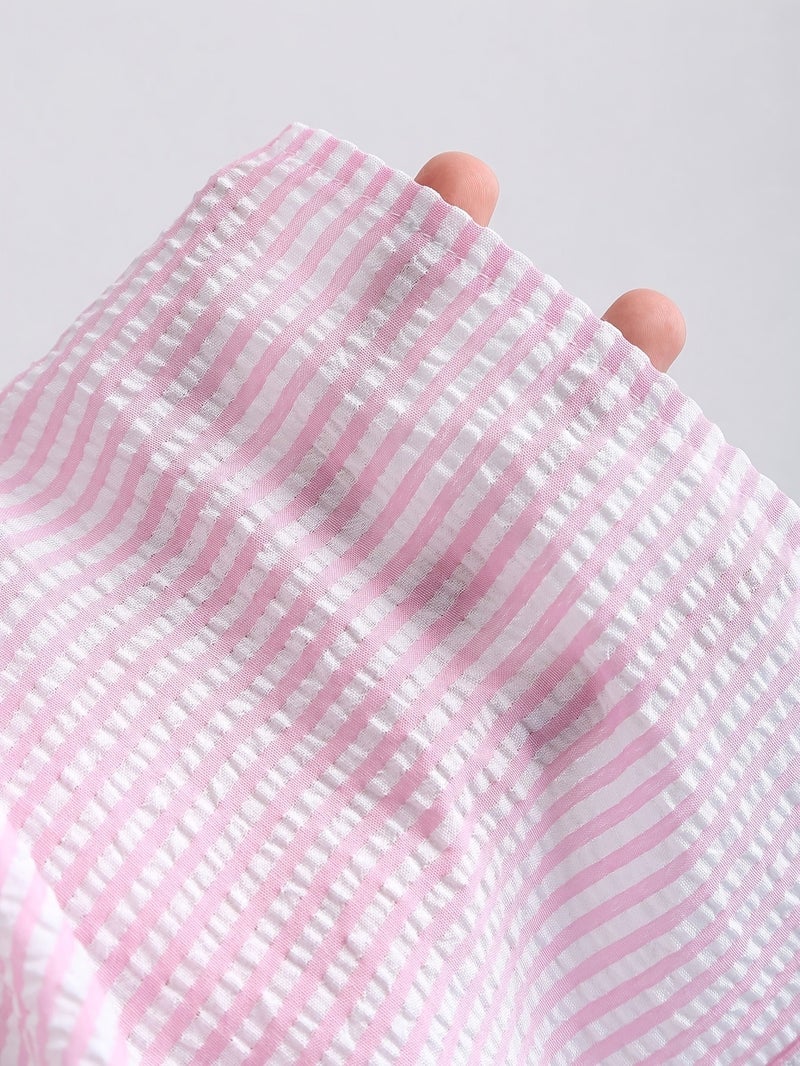 Pure Desire Halterneck Backless Pink And White Striped Set Women's Summer Loose Wide-Leg Pants - Image 3