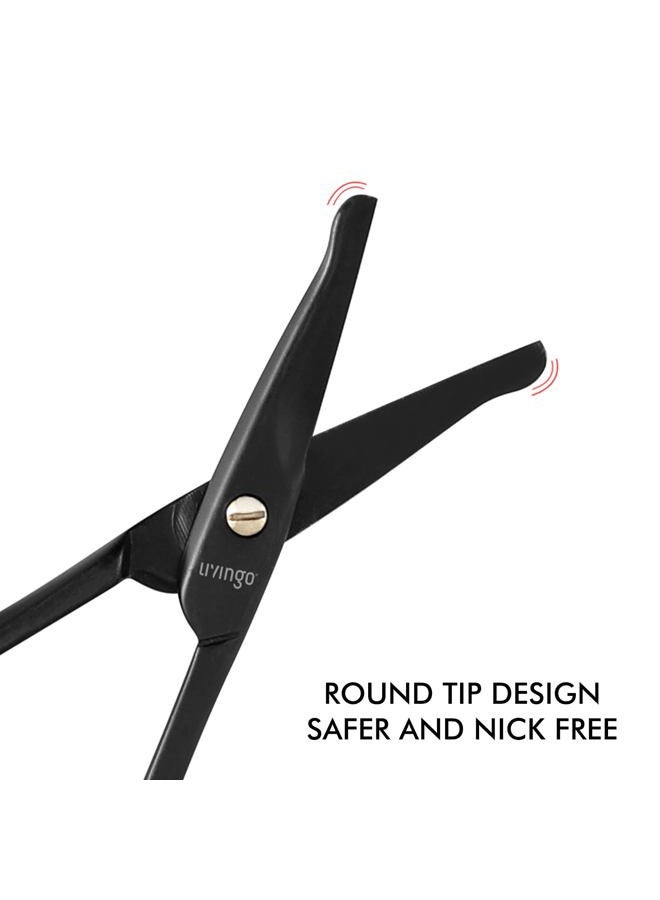 LIVINGO 3.75" Premium Nose Hair Scissors, Curved Safety Blades with Rounded Tip for Trimming Small Details Facial Hair, Ear Hair, Eyebrow (Black) - Image 3