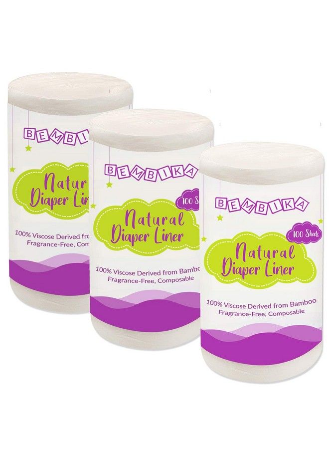 BEMBIKA Bamboo Diaper Liners Disposable For Unisex Baby Chlorine Free Compostable Dye Free Cloth Diaper Insert Liner 300 Sheets - Image 2