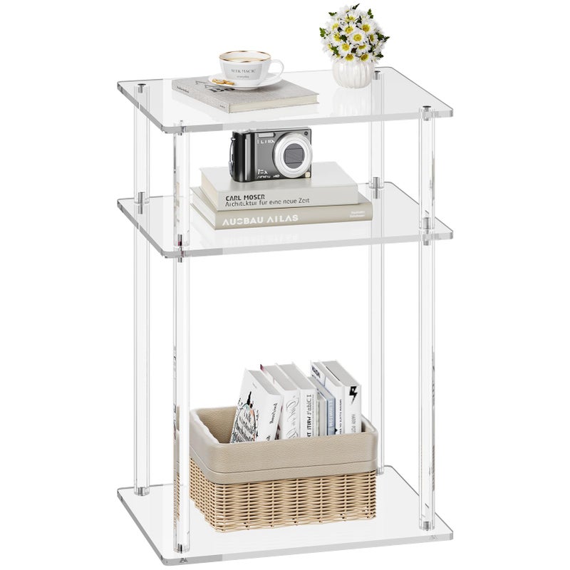 XOHYW Clear Acrylic Side Table Nightstand Modern End Table Coffee Table for Bedroom Living Room Bathroom Easy Assembly 157 L x 118 W x 226 H