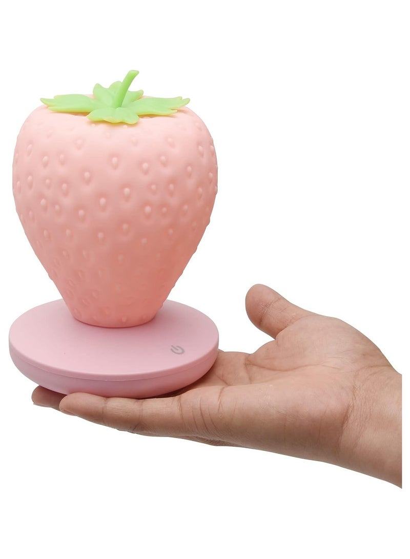 general Strawberry Night Light, Cute Silicone Strawberry Lamp, LED Adorable Night Light, Bedside Lamp with Color Changing, Three Modes: Birthday, Touch - Image 5