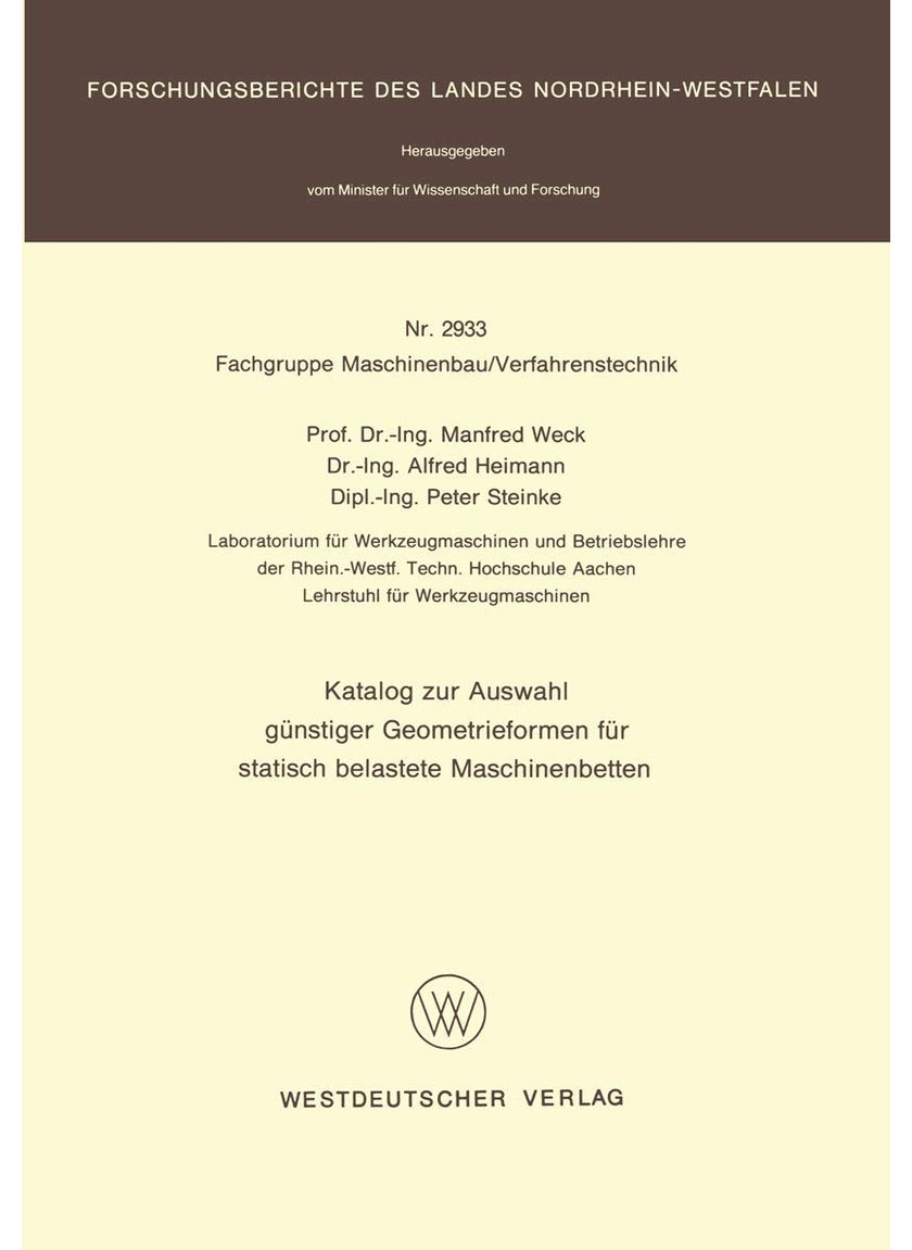 Katalog Zur Auswahl Gunstiger Geometrieformen Fur Statisch Belastete Maschinenbetten 