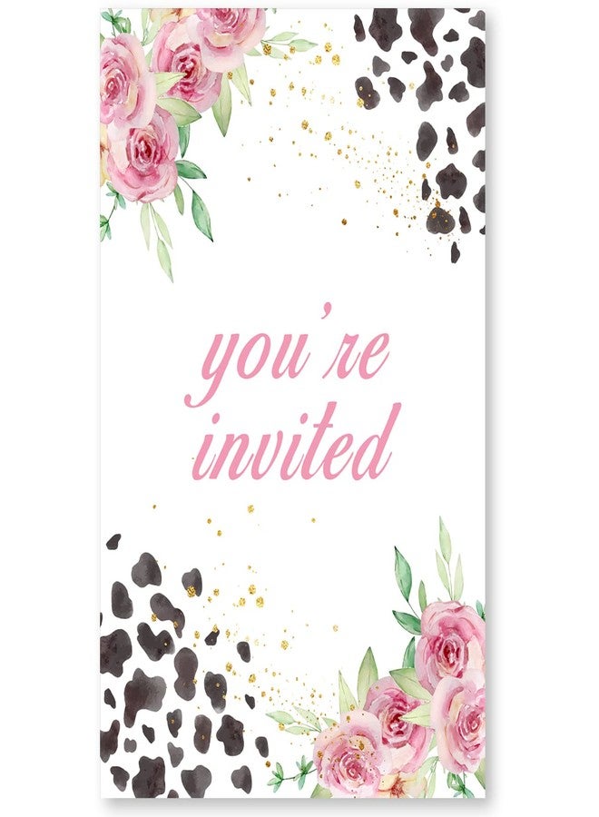 Soiceu Floral Holy Cow I'm One 1st Birthday Party Invitations with Envelopes Set of 20 Pink Farm Cow Girl 1 Year Old First Birthday Party Invites - Image 4