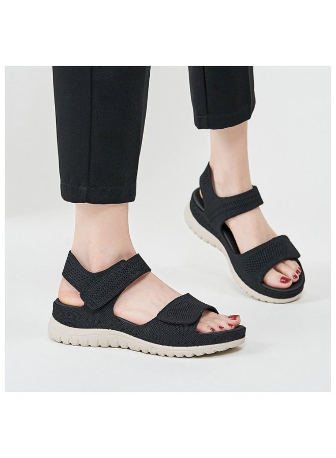 NIBEMINENT Sports And Casual Sandals  Velcro Hollow Beach Thick Sole Women's Sandals Comfortable And Simple - Image 4