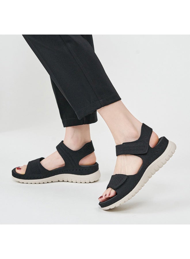 NIBEMINENT Sports And Casual Sandals  Velcro Hollow Beach Thick Sole Women's Sandals Comfortable And Simple - Image 2