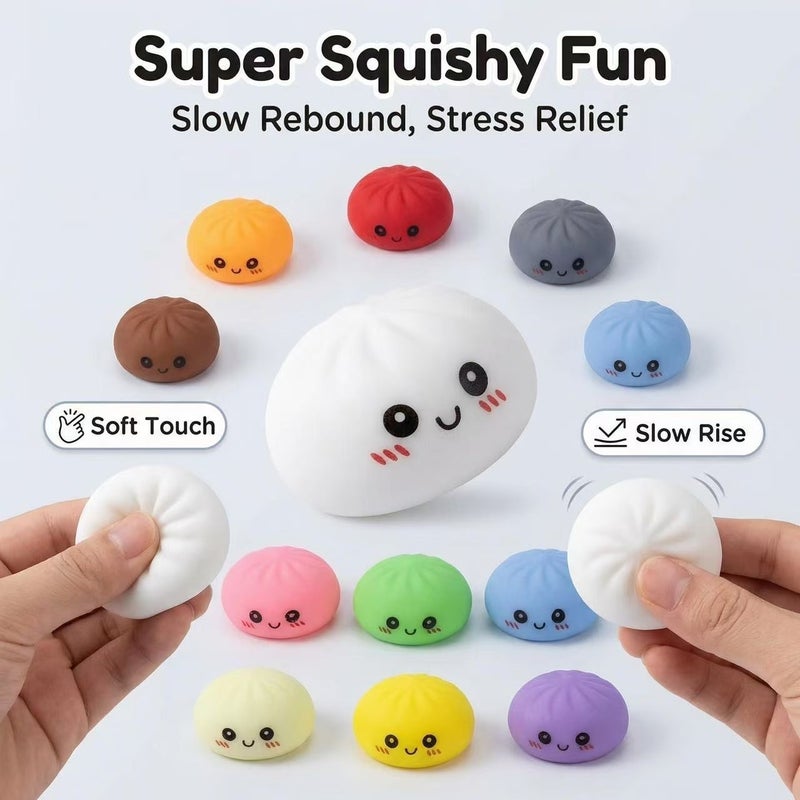 Cross-Border Cartoon Expression Gold Glitter Beads Big Bun Squeeze Toy Blind Box Pull Toy Realistic Flour Small Bun Toy - Image 3